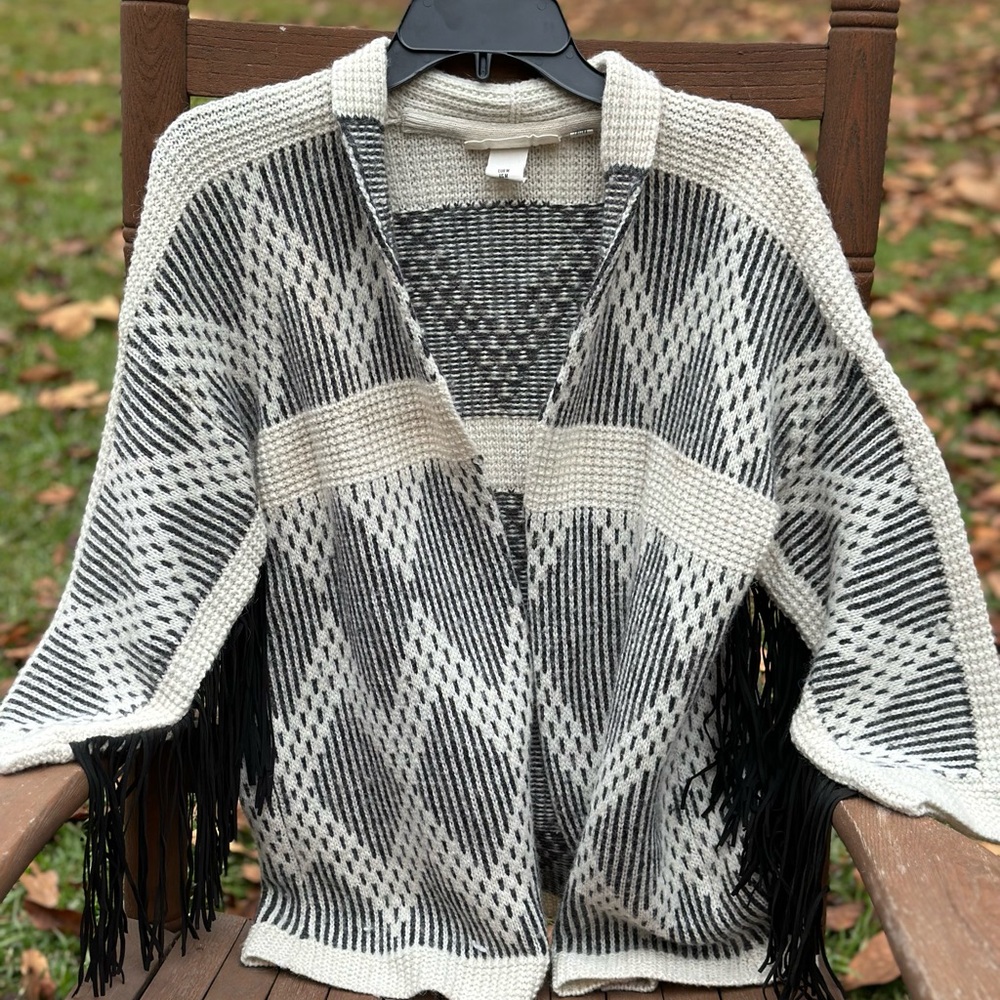 L.O.G.G. Label of Graded Goods Aztec Fringe Cardigan Sweater